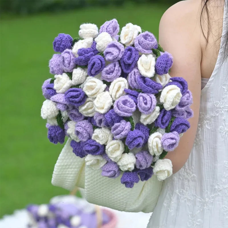 Rose Bouquet Blanket Hand Made Bouquet Nap Blankets Sofa Cover Finished Bouquet Blanket Couple Gift Home Supplies Manta de rosas