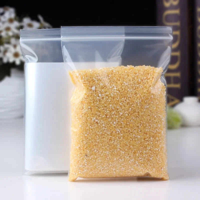 100pcs Thicken Zipper Sealed Bags Clear Plastic Storage Bag for Small Jewelry Food Packing Reclosable Plastic Ziplock Bags