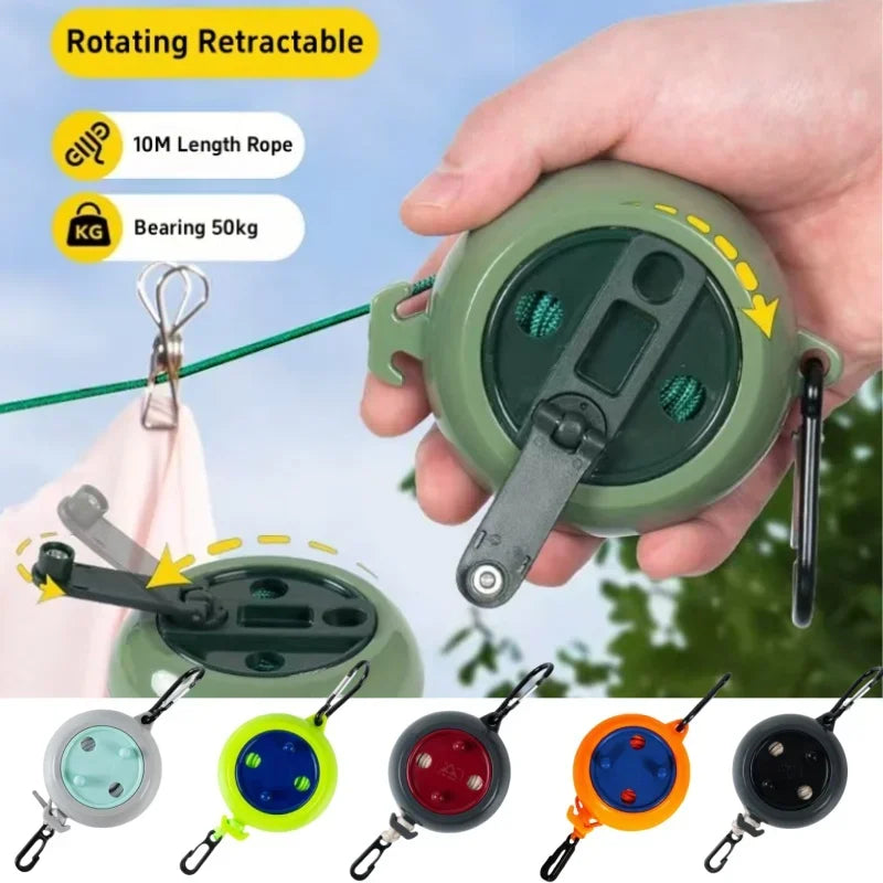 10M Retractable Clothesline Outdoor Travel Portable Clothes Drying Rack Windproof  Washing Line For Camping Home Laundry Hanger
