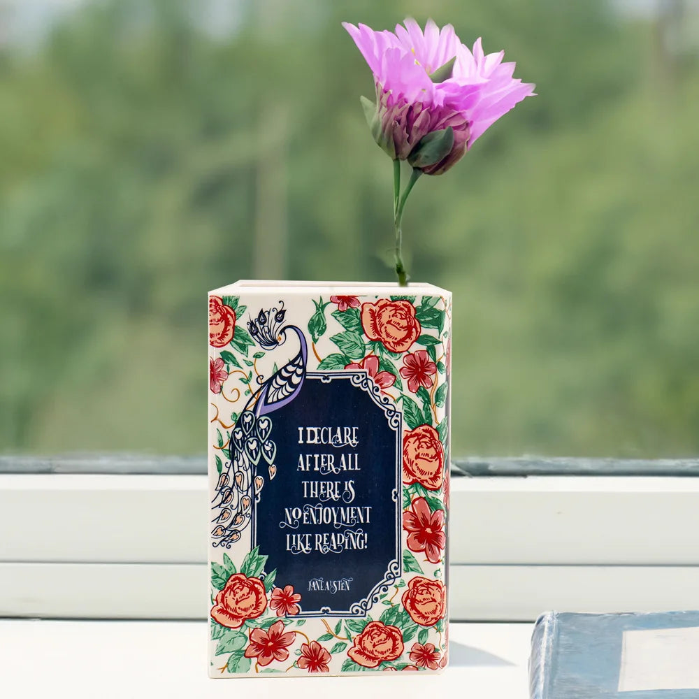 Ceramic Book Vase Pride and Prejudice Cute Bookshelf Decor Unique Gift for Book Lovers Home Interior Wall Shelf Decoration House