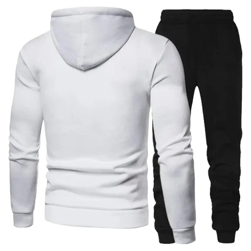 Men's casual jogging fitness fashion sportswear set for autumn and winter: Two-piece zipper sweatshirt + sweatpants