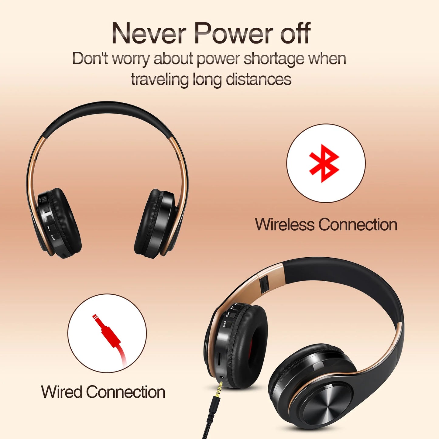 Men Gift  Wireless Headphones Bluetooth Earphone Stereo Headset Game with Build-in MIC with Universal for Android and iOS