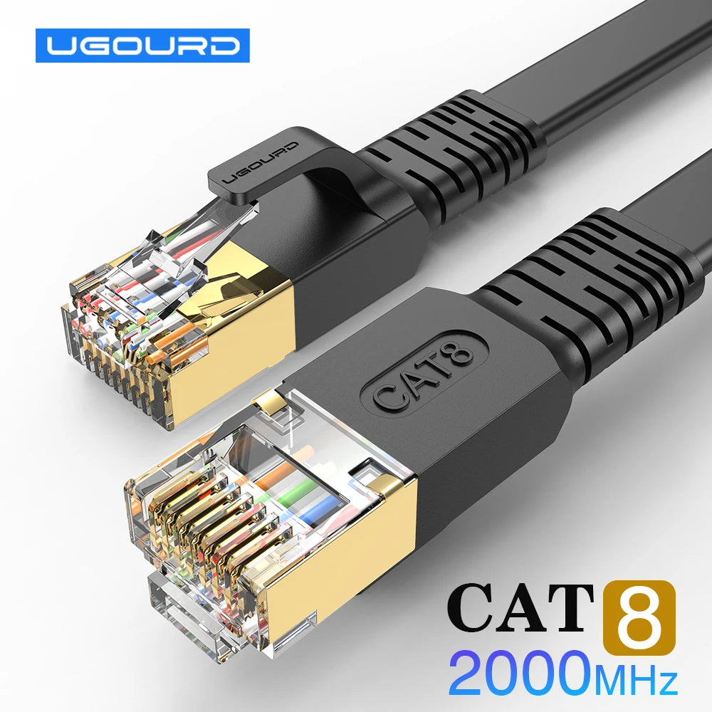 Cat 8 Ethernet Cable Cat8 Network Cable Internet LAN 40Gbps 2000Mhz For Router Ps4 Laptop 0.5m - 5m 10m 15m 20m 30m Flat Round