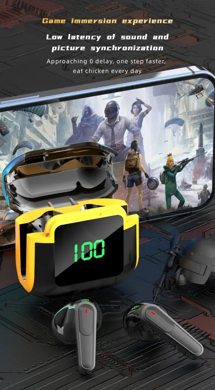 PRO90 Bluetooth 5.3 Headphones TWS Wireless Earphones with LED Display Stereo Headset Touch Control Earbuds Noise Reduction