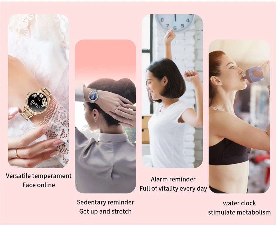 2025 New Fashion Women Smart Watch AMOLED HD Screen Sports Watch Health Heart Rate Voice Call Smart Watch For Android IOS