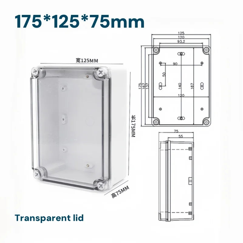 Transparent Waterproof Outdoor Enclosure Plastic Box Electronic Project Case Instrument Electrical Box IP68 Junction Box Housing