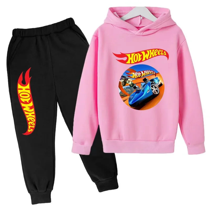 Kids Clothing Hot Wheels Car Game Printed Hoodie Coat 3-12 Yrs Boys Girls Toddler Top+pants Fashion Sweatshirt Casual Sportswear