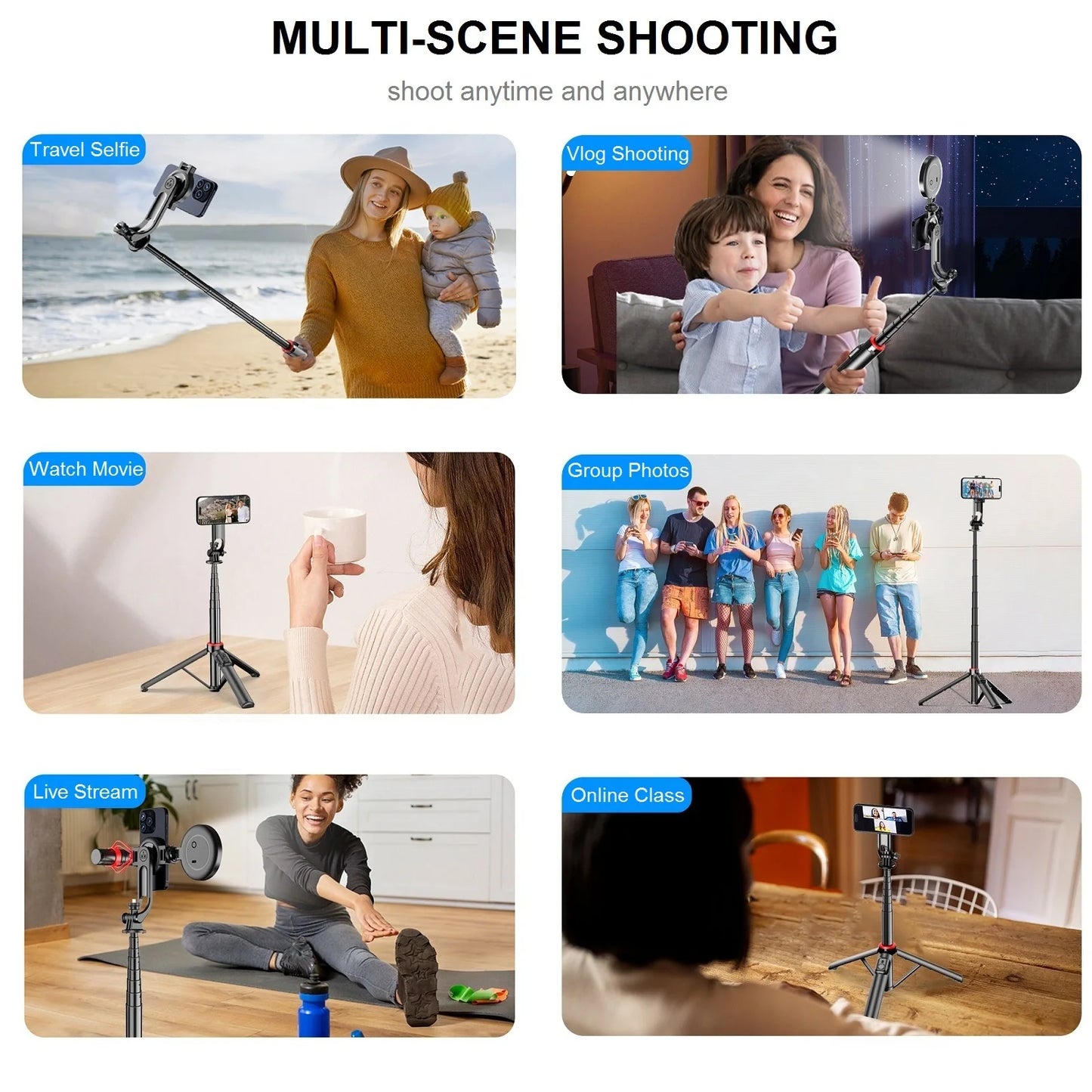 51" Magnetic Selfie Stick Tripod for iPhone Phone Camera Magsafe Tripod Selfie Stick with Bluetooth Remote for Travel Vlog Video