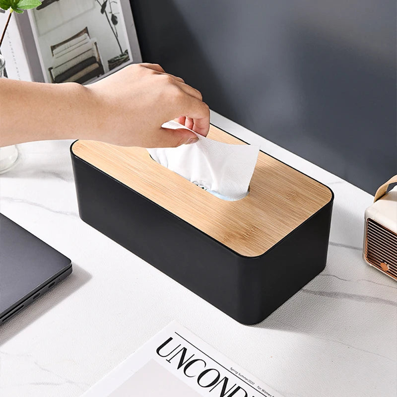 Kitchen Tissue Box Plastic Detachable Rectangle Minimally Designed Paper Box for Household Dining Table Living Room Bathroom TMZ