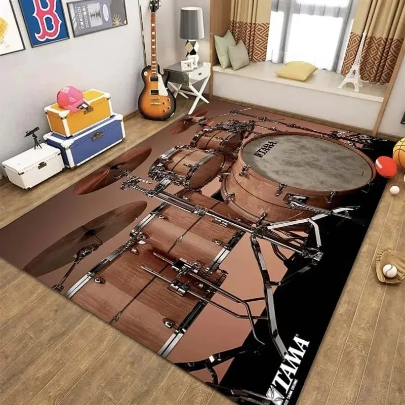 Stylish T-TAMA Drum Print Carpet for Home Decor Carpet for Music Enthusiasts Unique Rug for Jazz or Electronic Drum-Themed Decor
