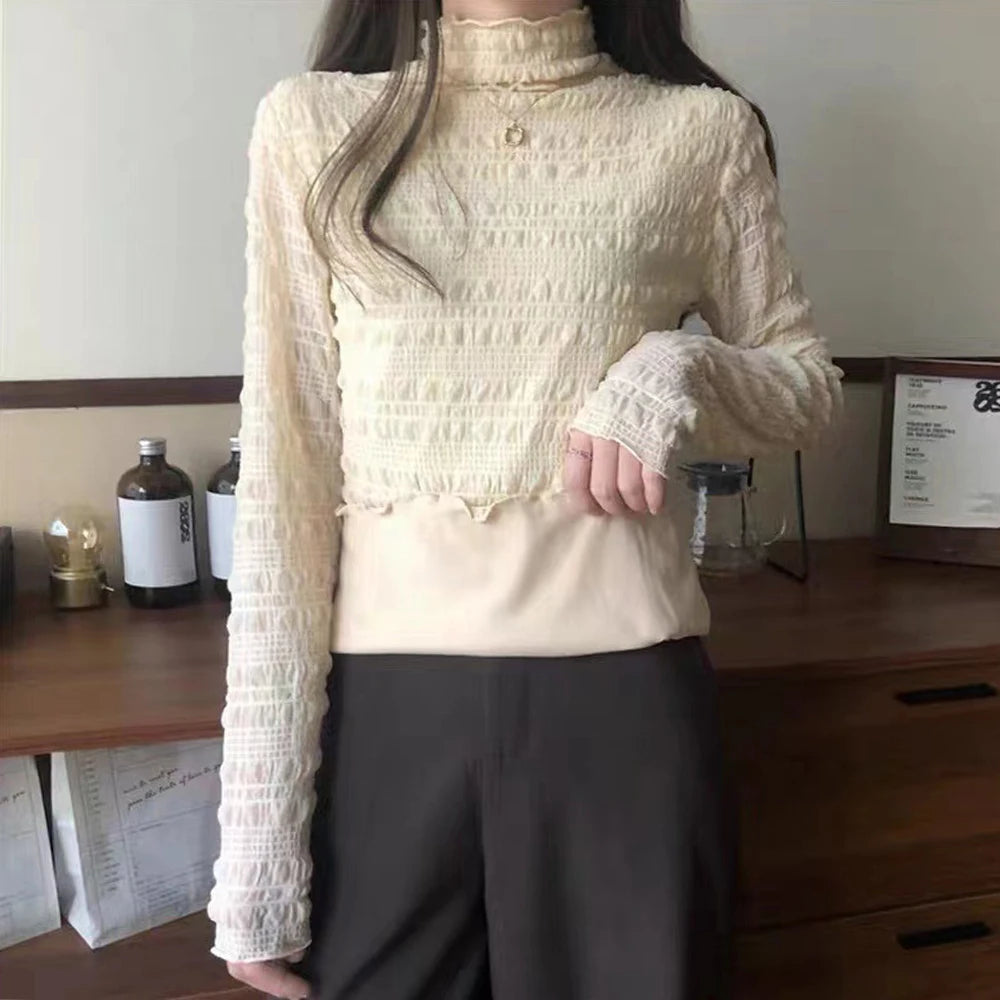 Woman Clothes Half-high Neck Casual Elegant Bottoming Shirt Long-sleeved T-shirt Slim Fit Fashion Tops Women's Thermal Underwear