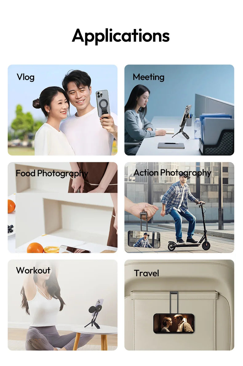 Ulanzi MA38 MagLock Phone Stand Magnetic Phone Stand for iPhone 16 15 14 13 with Hidden Hook for Slopes Walls