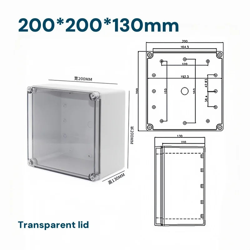 Transparent Waterproof Outdoor Enclosure Plastic Box Electronic Project Case Instrument Electrical Box IP68 Junction Box Housing