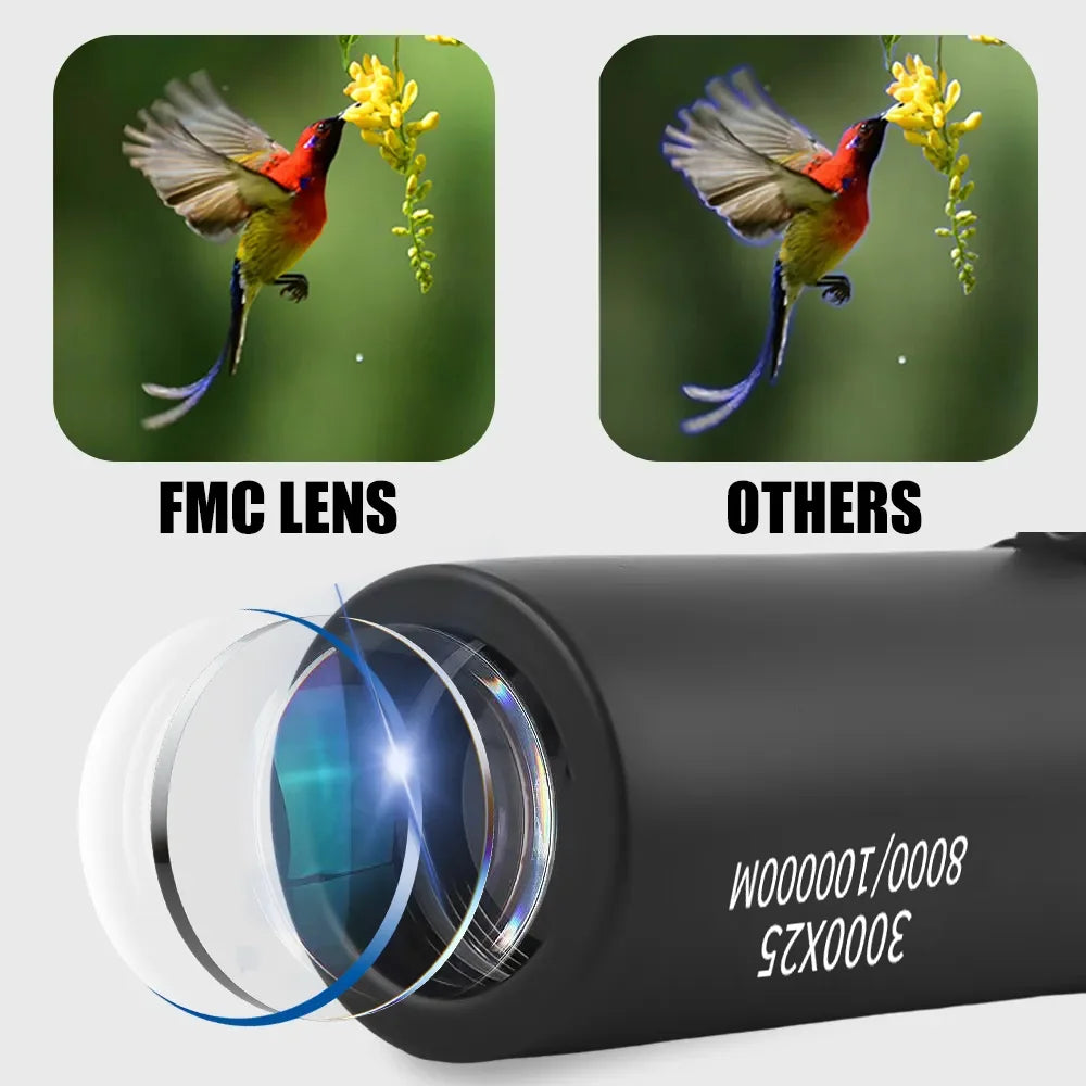 3000x25 monocular zoom HD remote professional monocular, mini portable telescope, suitable for outdoor camping and hunting