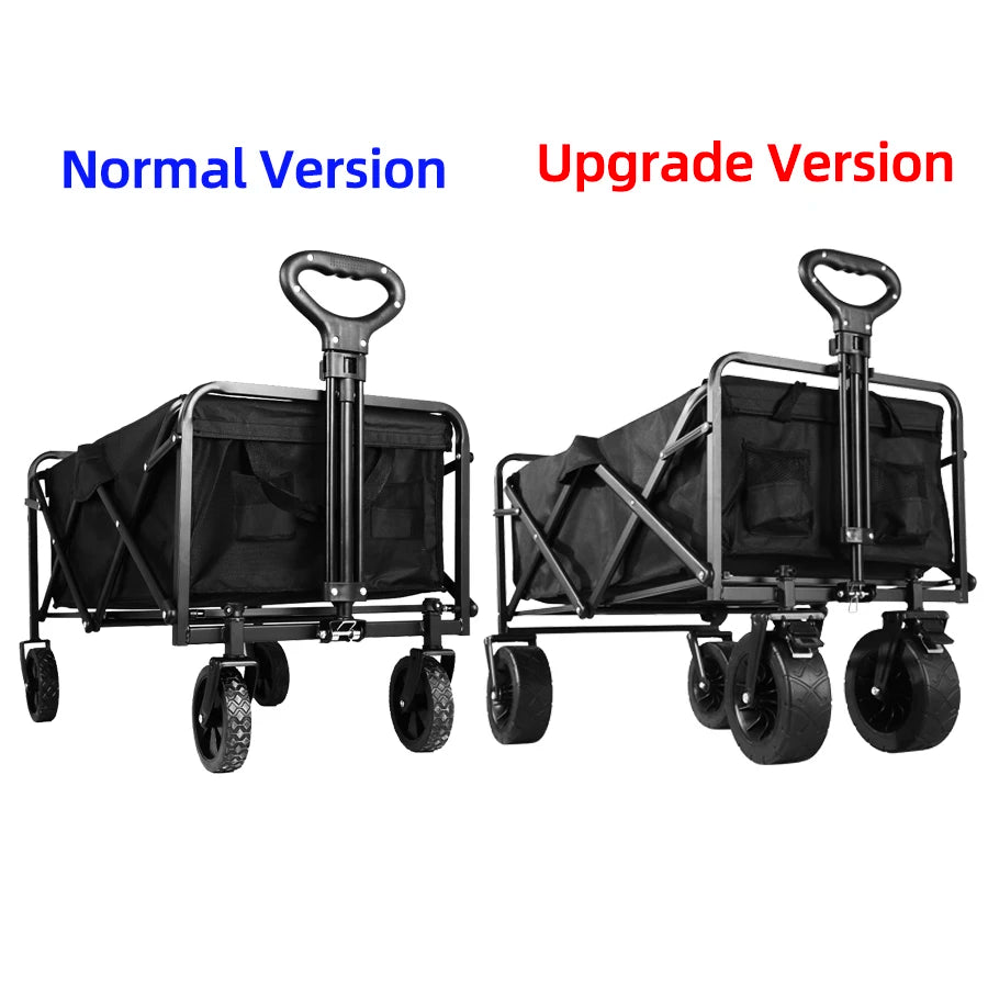 Collapsible Folding Utility Beach Wagon Cart Heavy Duty Large Capacity Fold Wagon Outdoor Trolley Portable Camping Cart Table