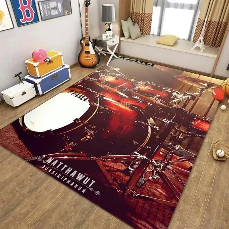 Stylish T-TAMA Drum Print Carpet for Home Decor Carpet for Music Enthusiasts Unique Rug for Jazz or Electronic Drum-Themed Decor