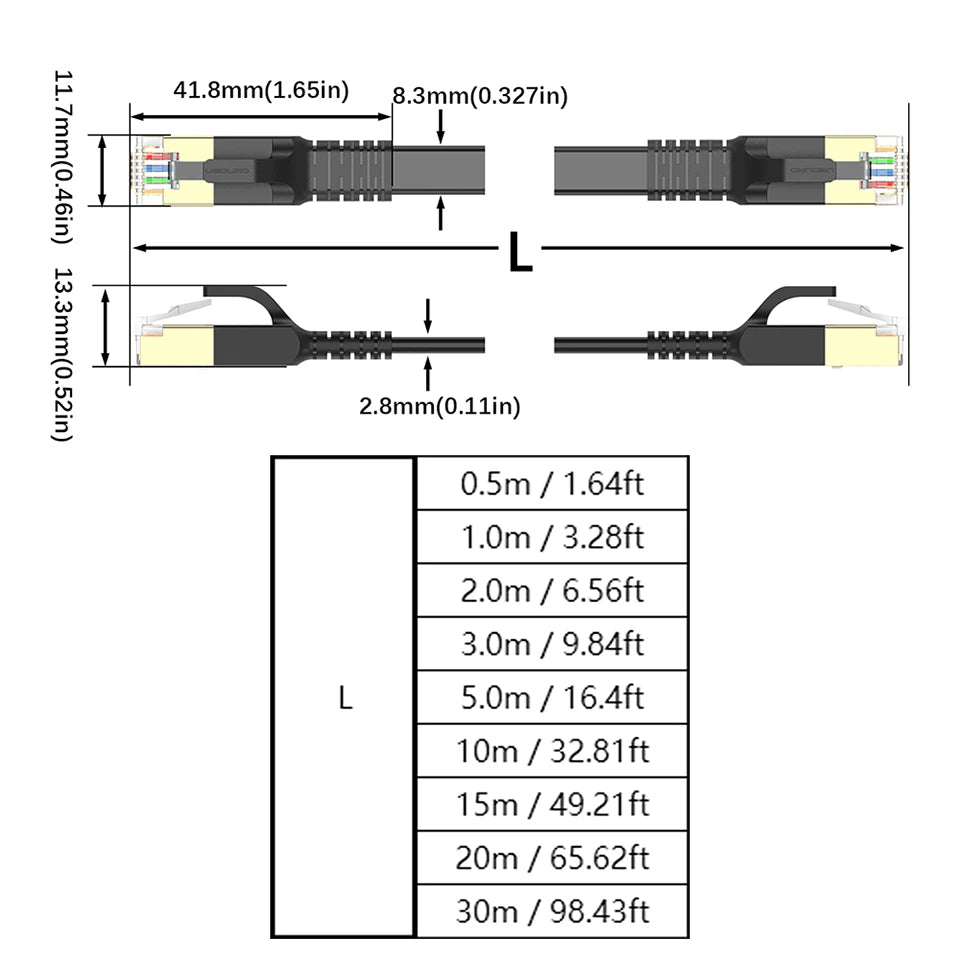 Cat 8 Ethernet Cable Cat8 Network Cable Internet LAN 40Gbps 2000Mhz For Router Ps4 Laptop 0.5m - 5m 10m 15m 20m 30m Flat Round
