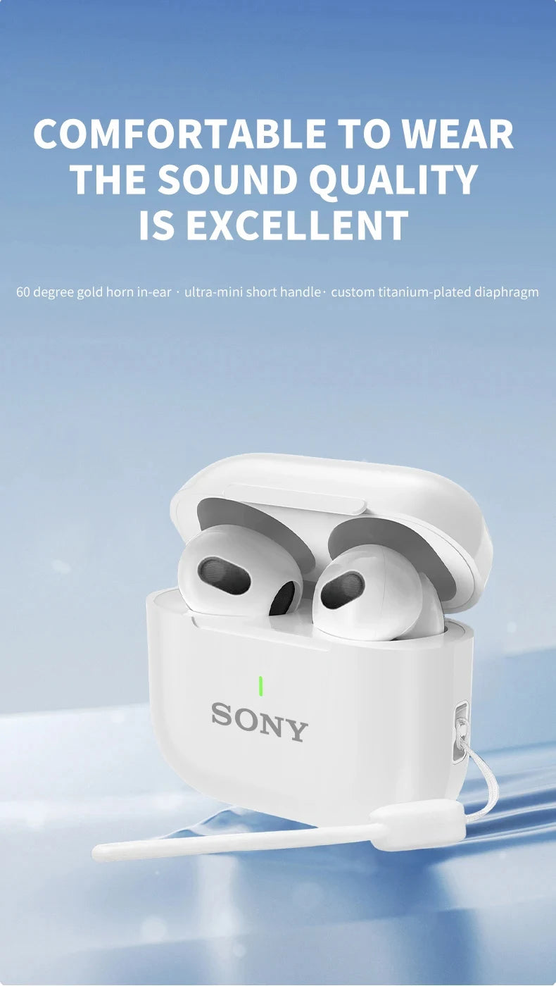 Original SONY A6 Pro Wireless Bluetooth Headset In-Ear Extra Bass Earbud HiFI Stereo Sport Earphone with Mic Earphone lanyard