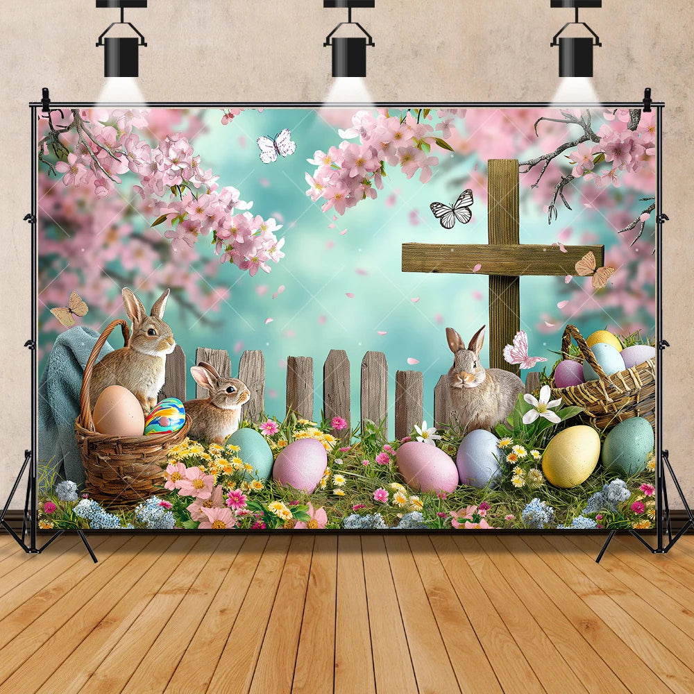 Easter Jesus Communion Cross Theme Banner Shooting Background Cloth, Children Birthday Decoration Photography Studio Background