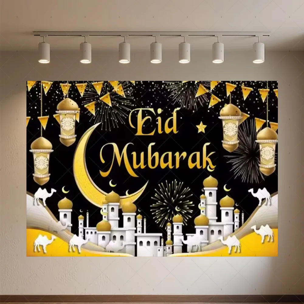 Background of The Moon Mosque Themed Party During Eid Fitr, Islamic Muslim Karim Ramadan Party Decoration Photography Background