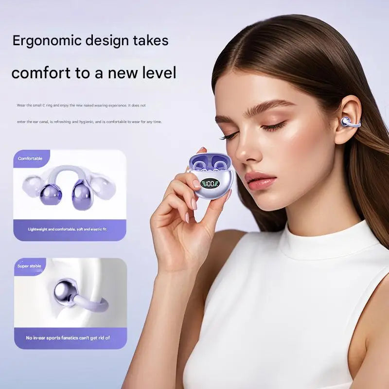 Original Sony Q88 Wireless Earphones Bone Conduction Headset Bluetooth 5.4 Earbuds Clip on Ear Comfortable with Digital Display