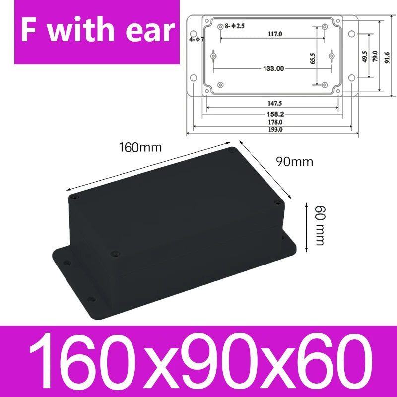 ABS Waterproof Box Housing Electronic Safe Case Plastic Boxes Black Wire Junction Box Plastic Organizer IP67 Waterproof Enclosur