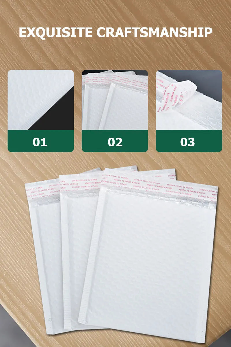 50pcs Film Waterproof Bubble Bag Packaging Express Bag White Foam Self Seal Packing Bag Shipping Bag Thickened Envelope Bags