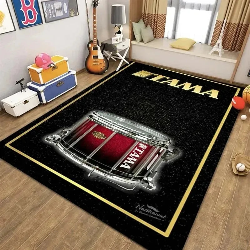 Stylish T-TAMA Drum Print Carpet for Home Decor Carpet for Music Enthusiasts Unique Rug for Jazz or Electronic Drum-Themed Decor