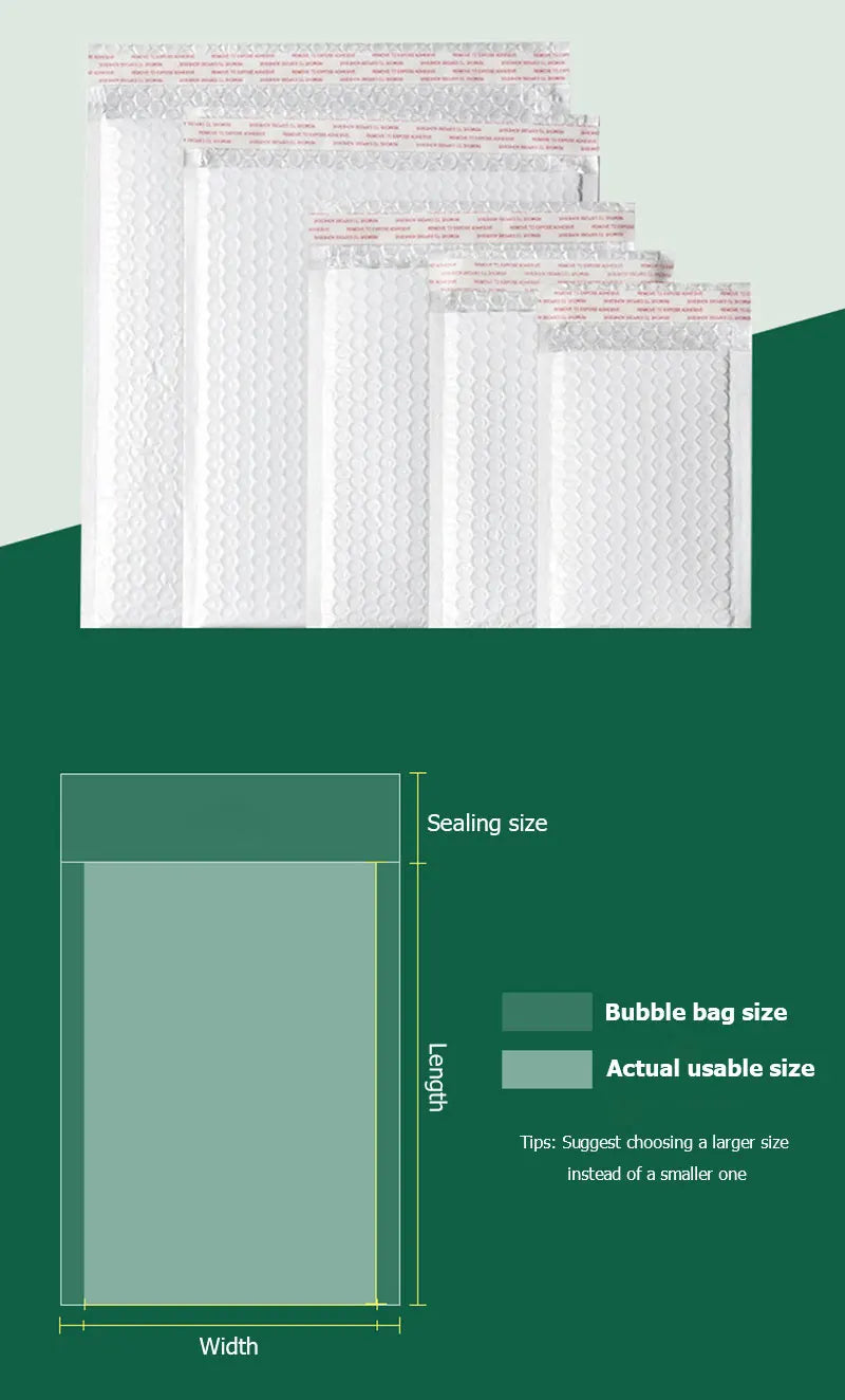 50pcs Film Waterproof Bubble Bag Packaging Express Bag White Foam Self Seal Packing Bag Shipping Bag Thickened Envelope Bags