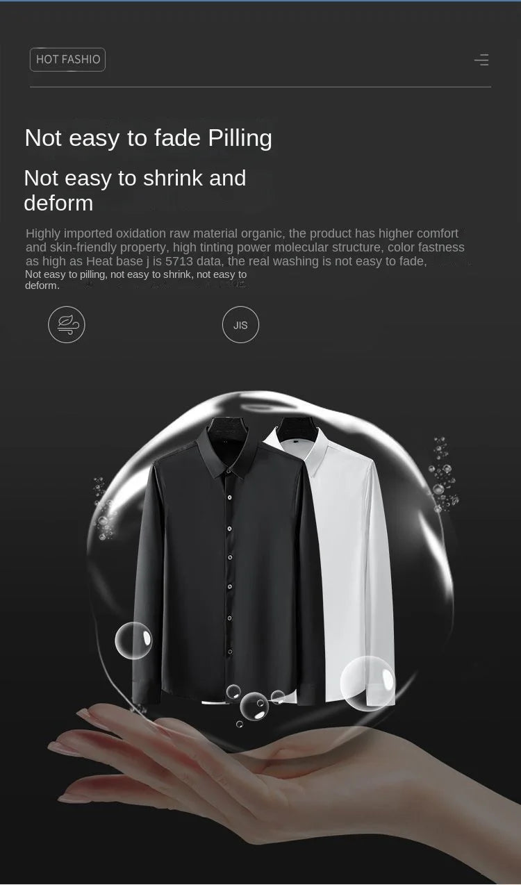 Men's White Shirt Long Sleeve Non iron Business Dress Slim Fit Korean Version Professional Work White Casual Men's Suit Shirt