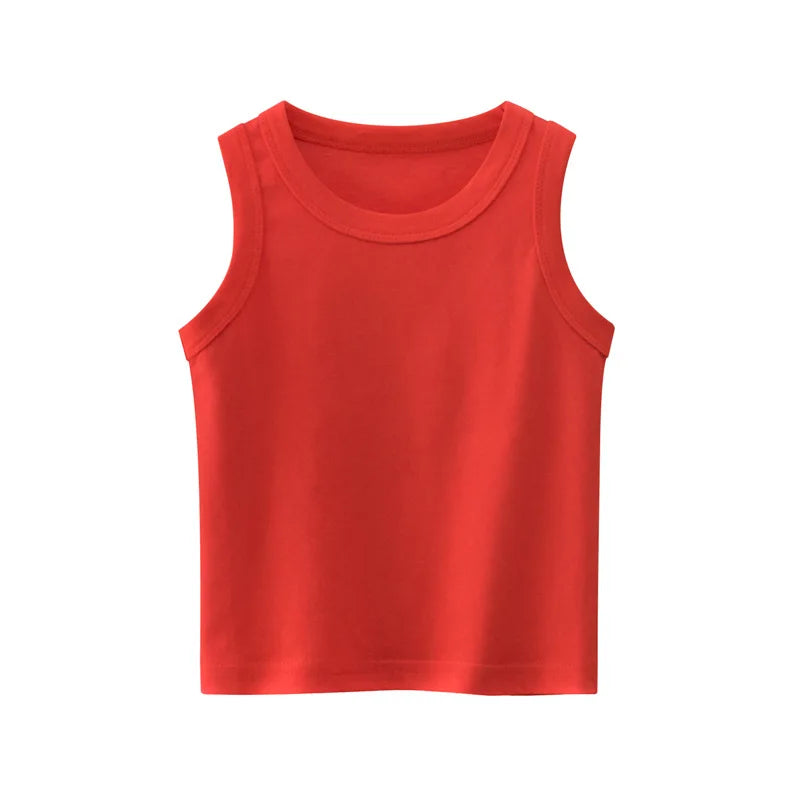 Boys Round Neck Cotton Tank Top Casual Comfortable Breathable For Summer Kids Clothes Baby Vest