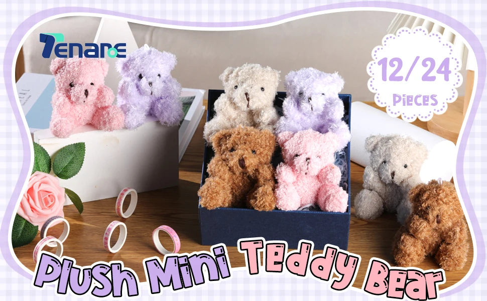 12-48Pcs Mini Plush Bears 4 Inch Small Bear Stuffed Animal Toys Tiny Fuzzy Bear Soft Bear Stuffed Doll for Birthday Party Favors