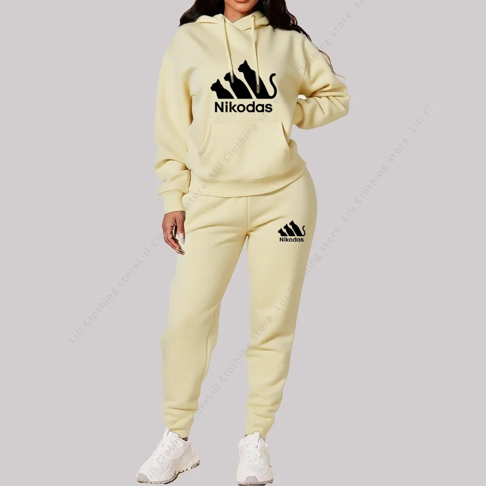Women's Sets Hoodies Pants Two Piece Outfits Sportswear Sweatsuit Aesthetic Trend 2025 New Suit Woman Pink Tracksuit Plus Size