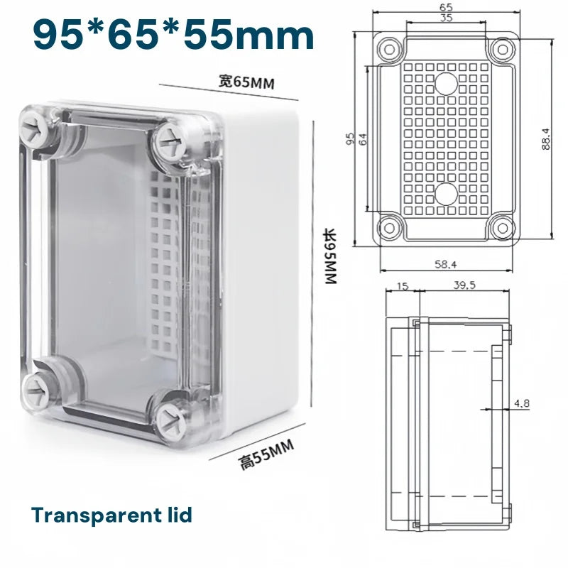 Transparent Waterproof Outdoor Enclosure Plastic Box Electronic Project Case Instrument Electrical Box IP68 Junction Box Housing
