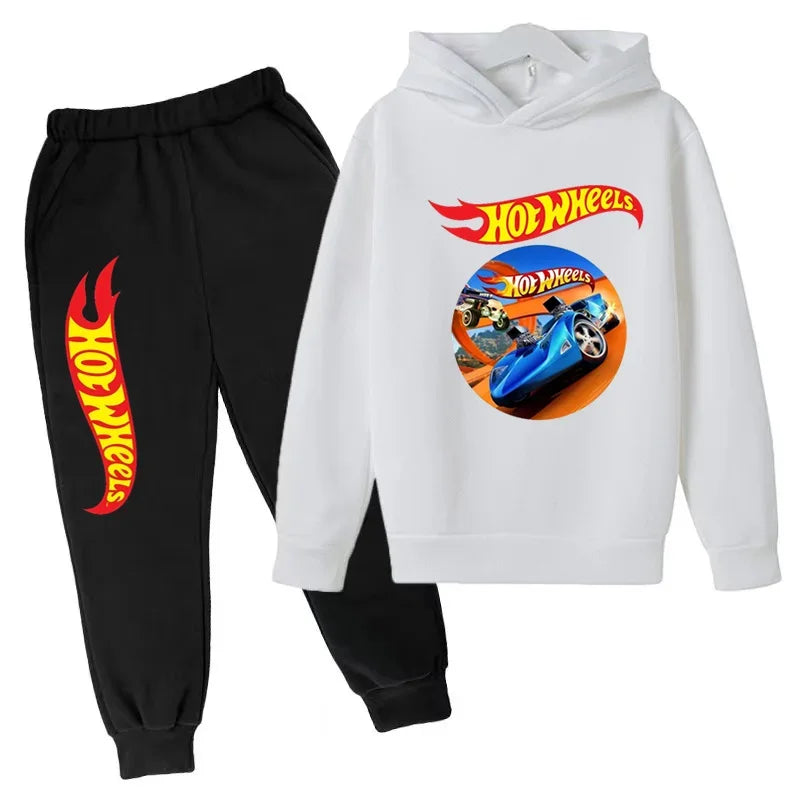 Kids Clothing Hot Wheels Car Game Printed Hoodie Coat 3-12 Yrs Boys Girls Toddler Top+pants Fashion Sweatshirt Casual Sportswear