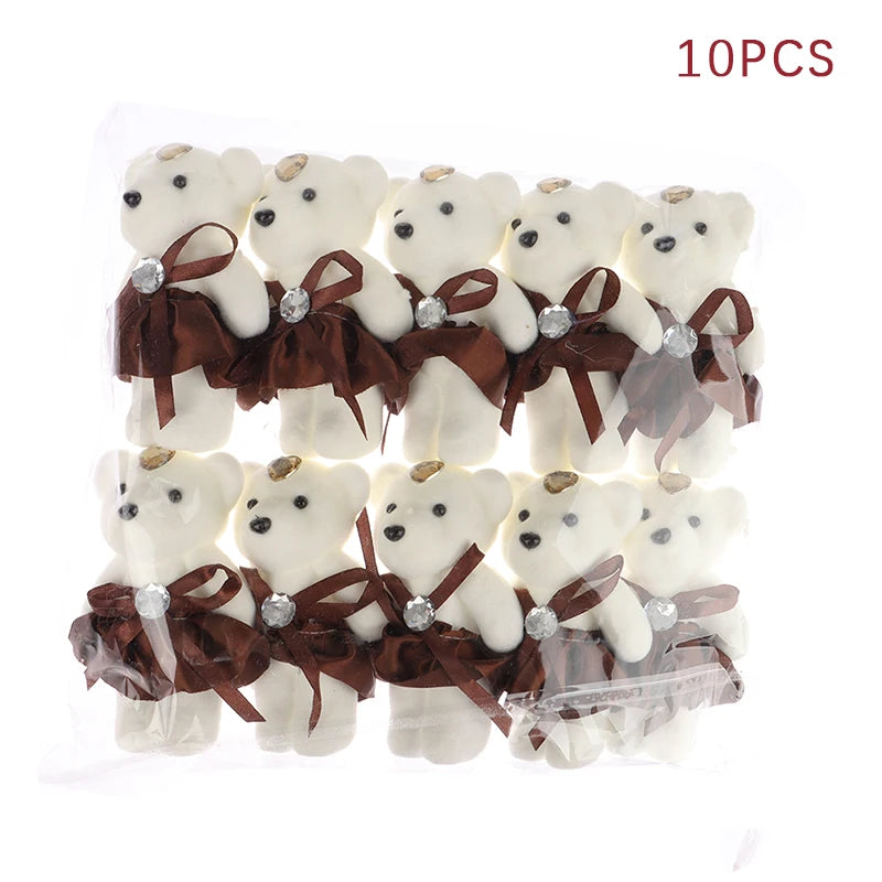10Pcs 12cm Bear Flower Bouquet Toy Cartoon Doll Bear Bouquet Graduation Birthday Wedding Gifts Party Decor small gifts