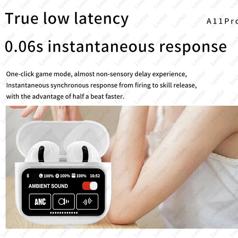 TWS Wireless Earbuds A11 Pro Touch Control LCD Screen Earphone with ENC Noise Cancelling Super Bass Premium Sound Long Battery