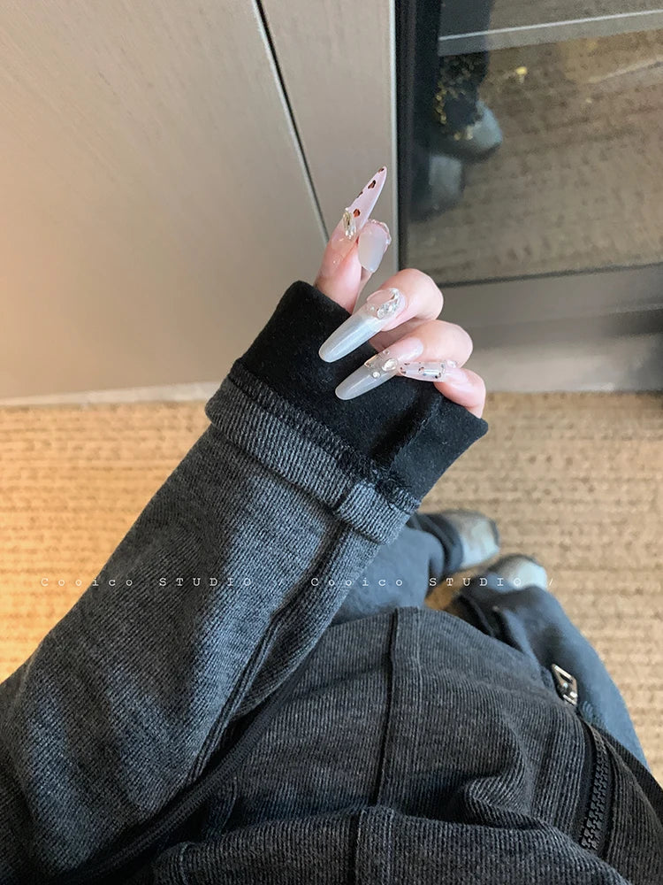 Faionable Lazy Sle Women's Outfit Long Sve Hoodie Wide Leg Casual Pants Two Piece Set Autumn Commute Windbreaker