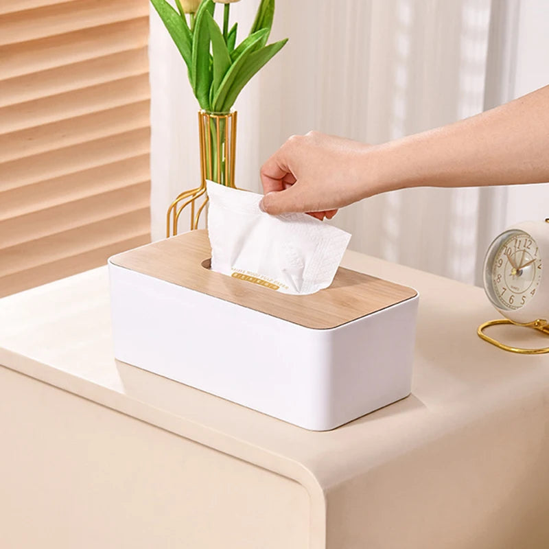 Kitchen Tissue Box Plastic Detachable Rectangle Minimally Designed Paper Box for Household Dining Table Living Room Bathroom TMZ