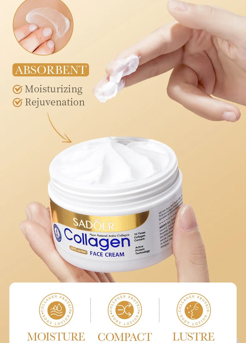 SADOER Collagen Firming Face Cream Moisturizing Hydrating Face Creams Faical Cream Beauty Face Skin Care Products