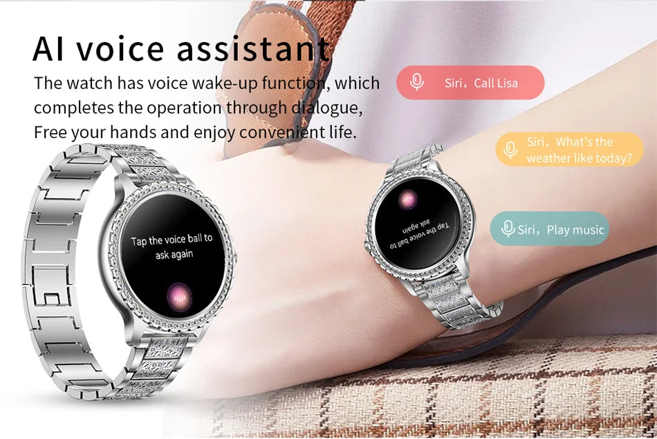 2025 New Fashion Women Smart Watch AMOLED HD Screen Sports Watch Health Heart Rate Voice Call Smart Watch For Android IOS