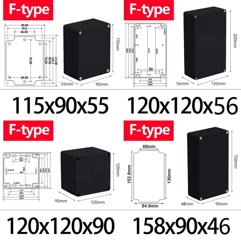 ABS Waterproof Box Housing Electronic Safe Case Plastic Boxes Black Wire Junction Box Plastic Organizer IP67 Waterproof Enclosur