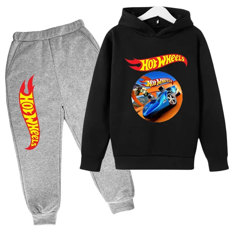 Kids Clothing Hot Wheels Car Game Printed Hoodie Coat 3-12 Yrs Boys Girls Toddler Top+pants Fashion Sweatshirt Casual Sportswear