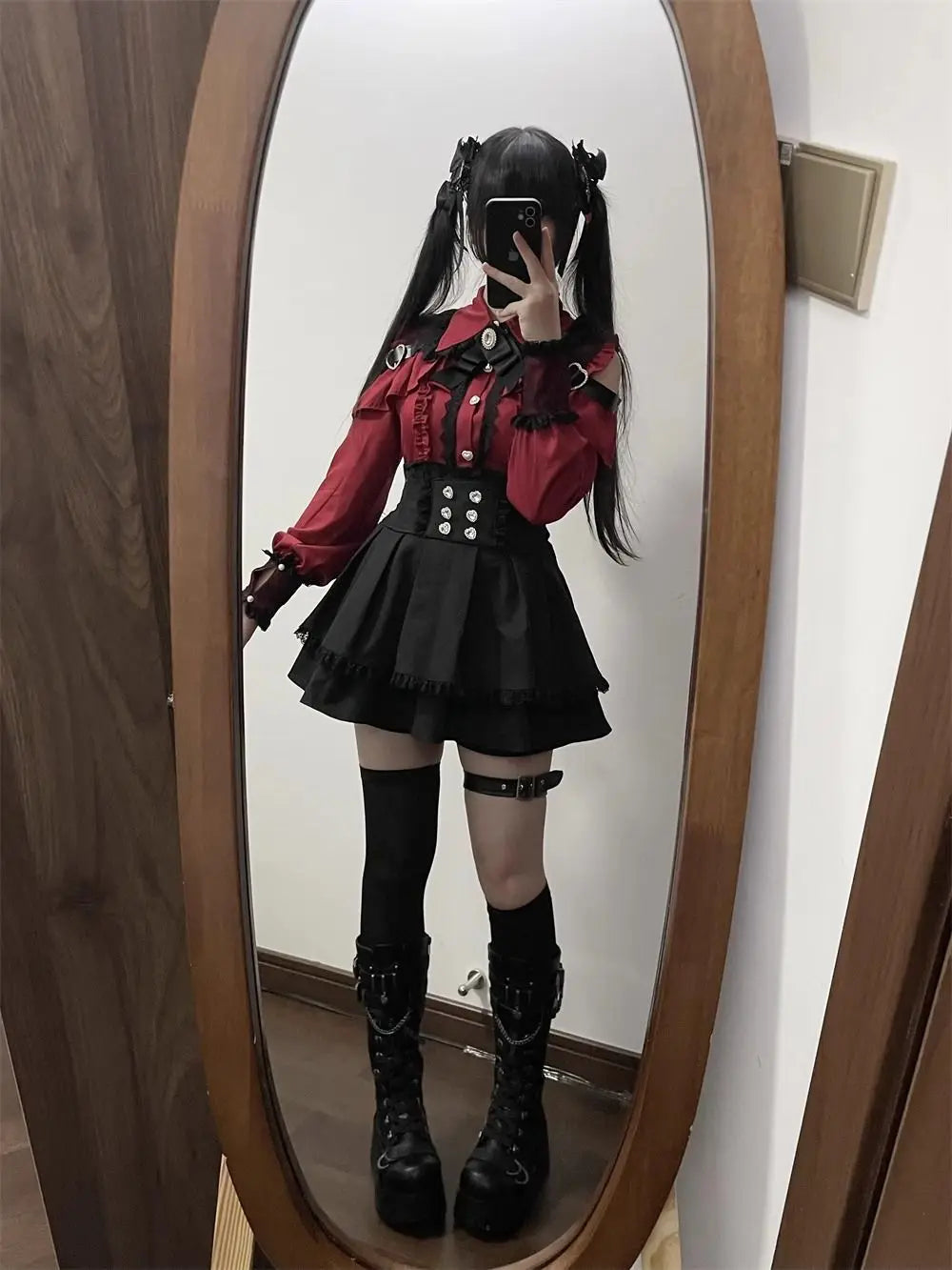 k Gothic Sle oulder Bared irt And f Skirt Set Spring Autumn Sweet Subculture Encounter Jk orm Two Piece Set f...