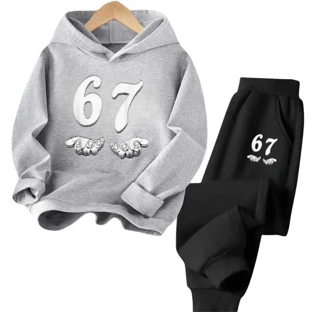 67 Fun Kids Set 4-13Y Cartoon Stitch Print Cotton Tracksuit Casual Children Outfit Free Shipping Children's Fashion Trend Set