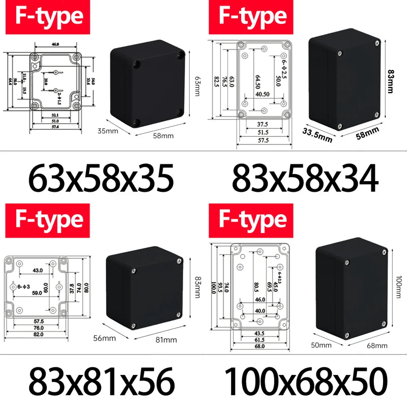 ABS Waterproof Box Housing Electronic Safe Case Plastic Boxes Black Wire Junction Box Plastic Organizer IP67 Waterproof Enclosur
