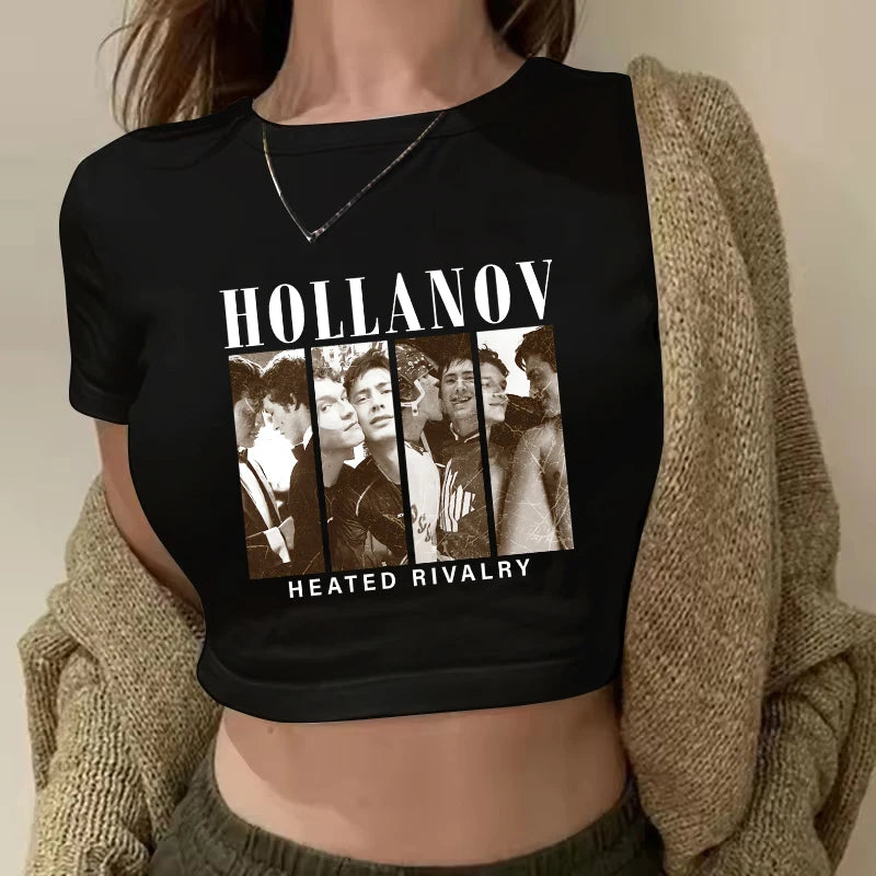 Heated Rivalry Print Graphic Crop Top Women's Sexy Cropped T Shirt Gothic Vintage T-Shirt Women Fashion Y2k Tshirt Clothes Girls
