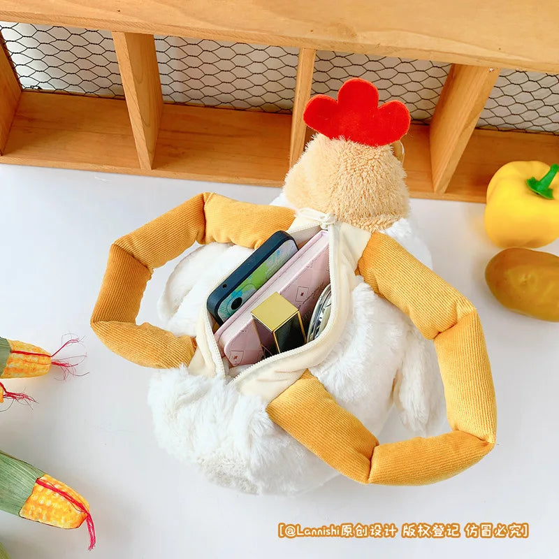 Creative Dozy Chicken Plush Bag Doll Pentant Squawk Alcoholic Chicken Soft Stuffed Cotton Plush Tote For Birthday Gift To Friend
