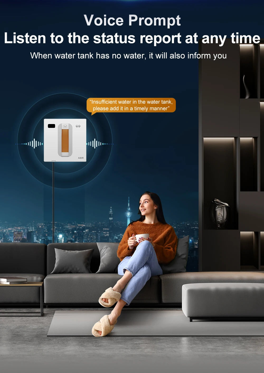 ABIR WD8 Robot Window Vacuum Cleaner,Dual Water Spray,Laser Sensor,Smart Home Glass Wall Wet Dry Cleaning ,APP&Remote Control