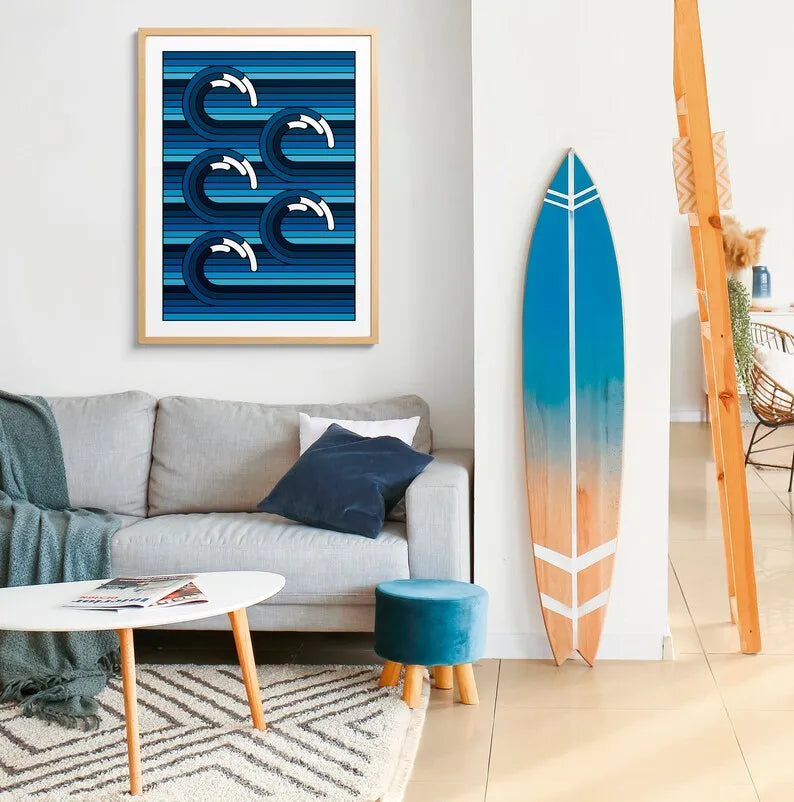 Japanese Contemporary Tokyo Artworks Poster Big Sunrise Waves Mount Fuji Monster Canvas Painting Wall Art Living Room Home Decor